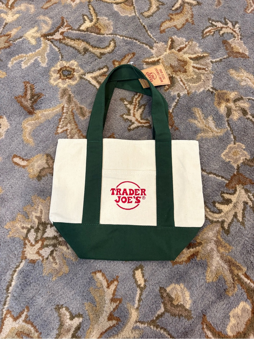Trader Joe's Mini Canvas Tote Bag- Dark Green